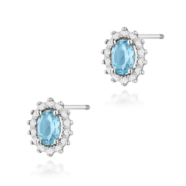 Kolczyki Topaz Swiss 2 x 0,50ct białe złoto sztyft zakręcany