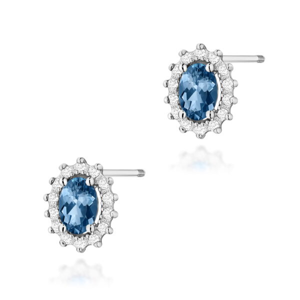 Kolczyki Topaz London Blue 2 x 0,50ct białe złoto sztyft zakręcany