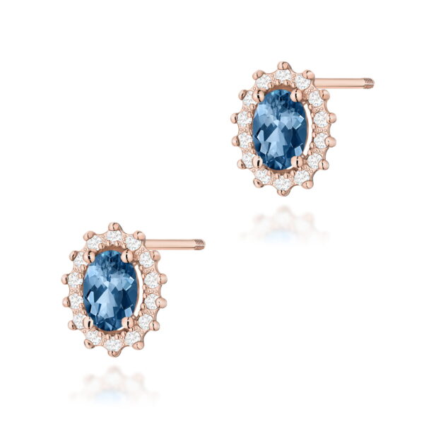 Kolczyki Topaz London Blue 2 x 0,50ct różowe złoto sztyft zakręcany