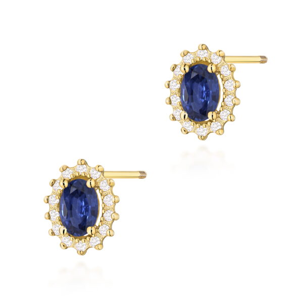 Kolczyki Szafir 2 x 0,70ct żółte złoto sztyft zakręcany