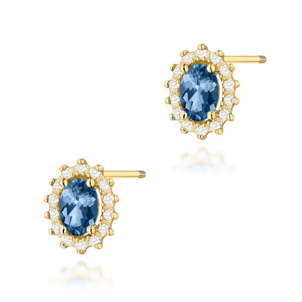 Kolczyki Topaz London Blue 2 x 0,50ct żółte złoto sztyft zakręcany