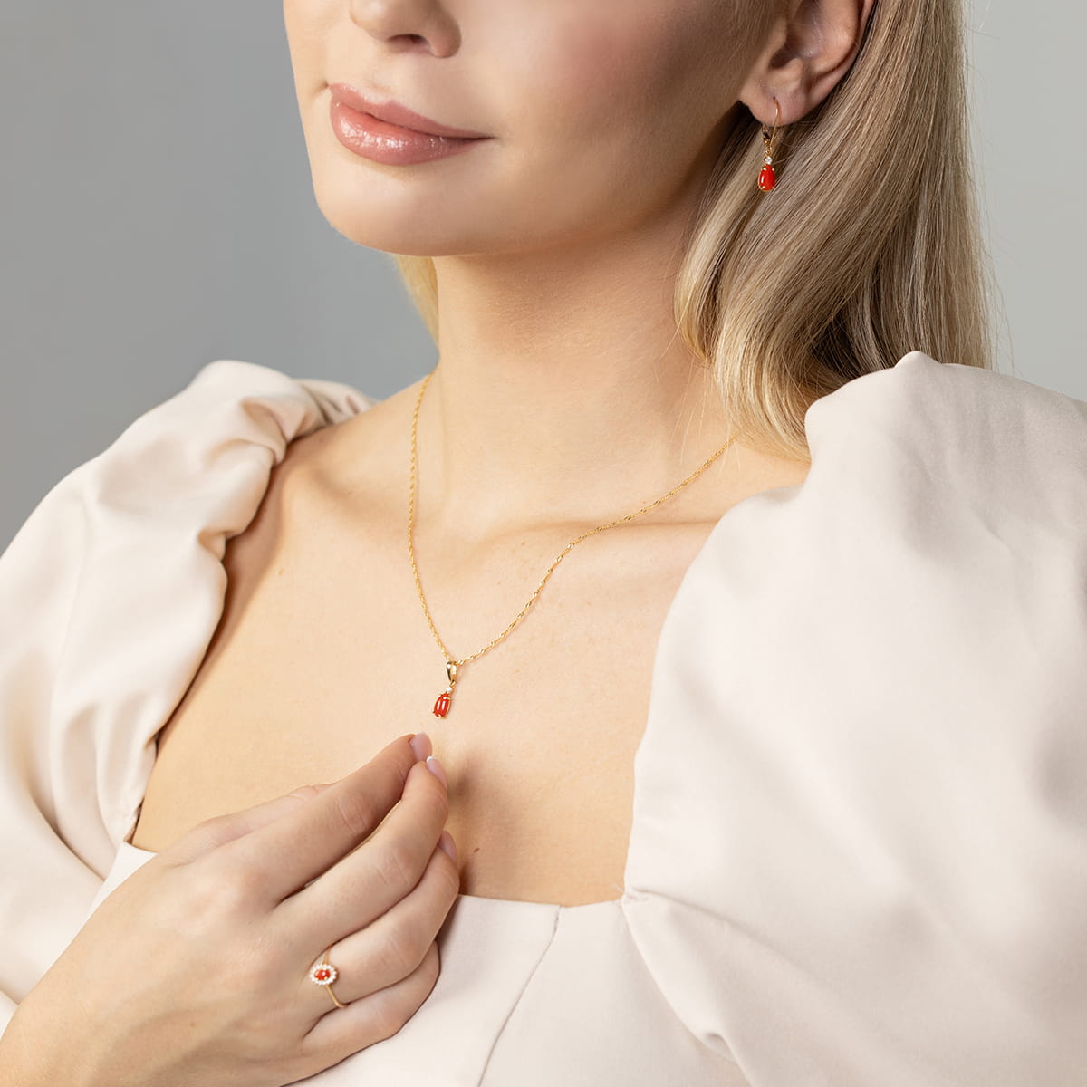 Kolczyki Koral 2 x 0,65ct żółte złoto - obrazek 3