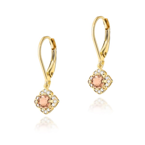 Kolczyki Morganit 2 x 0,25ct żółte złoto