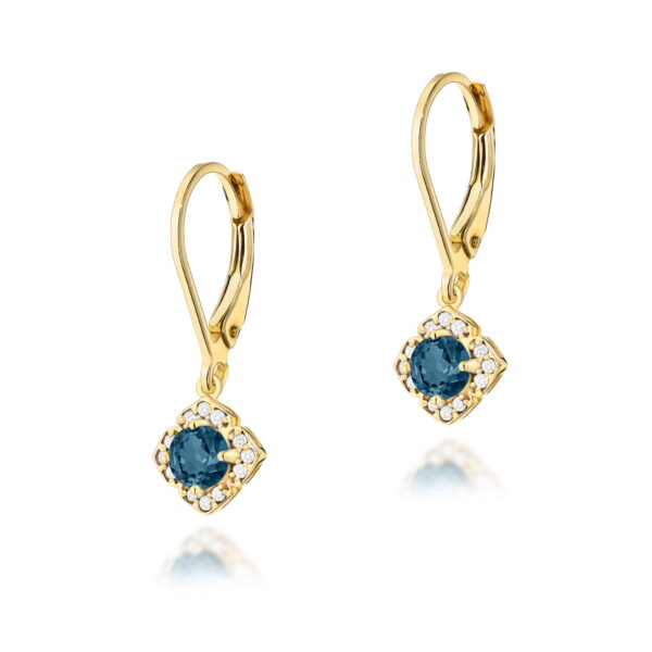 Kolczyki Topaz London Blue 2 x 0,30ct żółte złoto