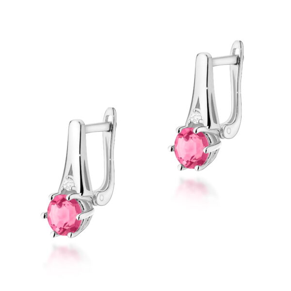 Kolczyki Różowy Topaz 2 x 0,60ct białe złoto