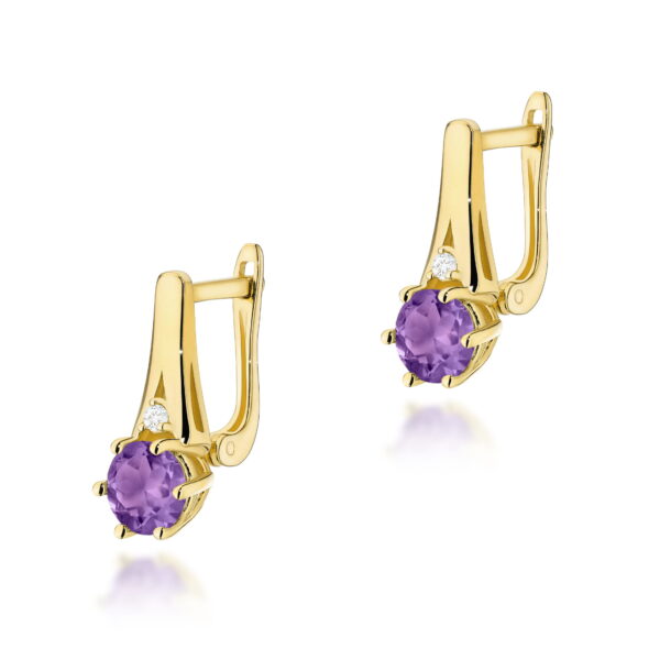 Kolczyki Ametyst 2 x 0,50ct żółte złoto