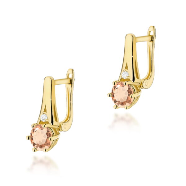 Kolczyki Morganit 2 x 0,40ct żółte złoto