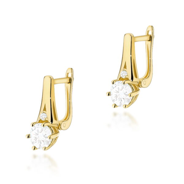 Kolczyki Biały Szafir 2 x 0,60ct żółte złoto