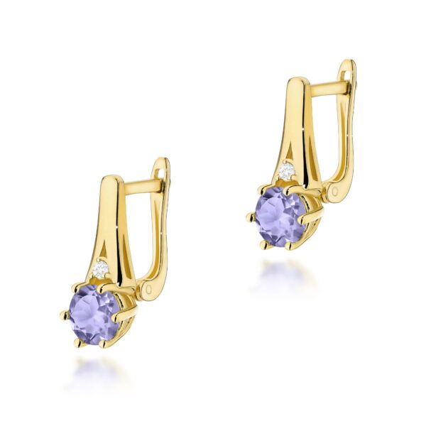 Kolczyki Tanzanit 2 x 0,50ct żółte złoto