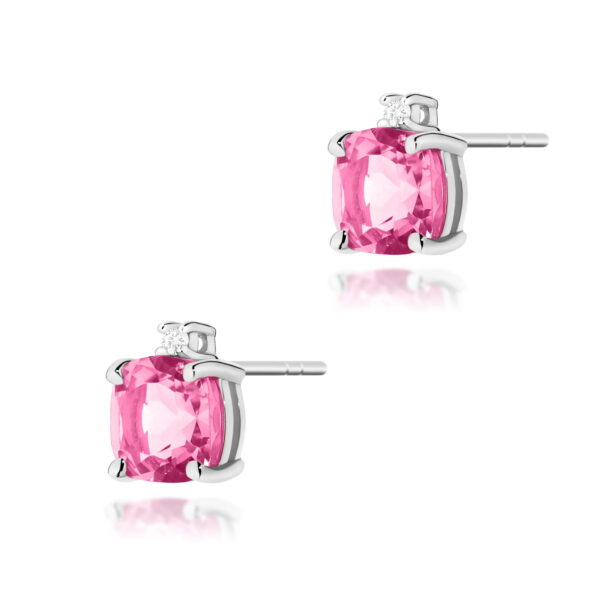 Kolczyki Topaz Różowy 2 x 1,10ct białe złoto sztyft
