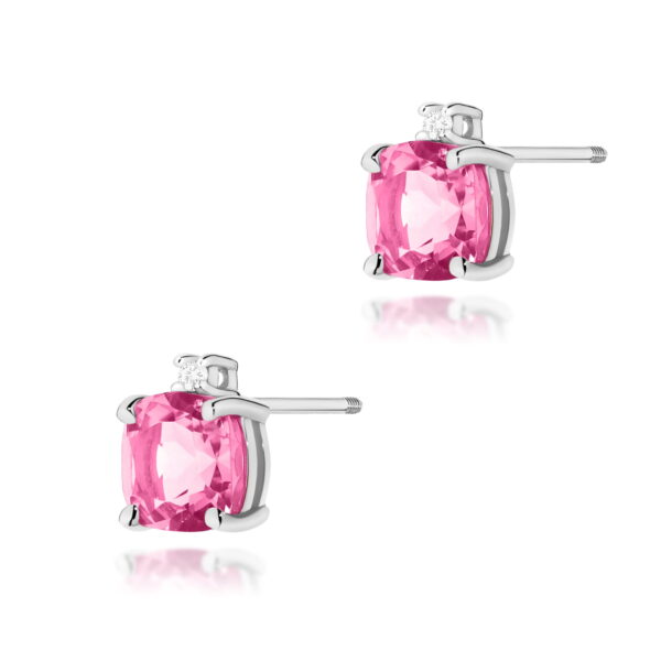 Kolczyki Topaz Różowy 2 x 1,10ct białe złoto sztyft zakręcany