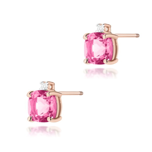 Kolczyki Topaz Różowy 2 x 1,10ct różowe złoto sztyft zakręcany