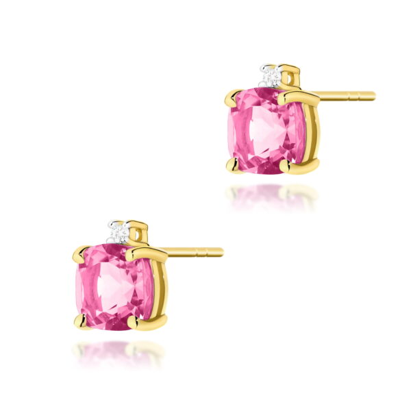 Kolczyki Topaz Różowy 2 x 1,10ct żółte złoto sztyft