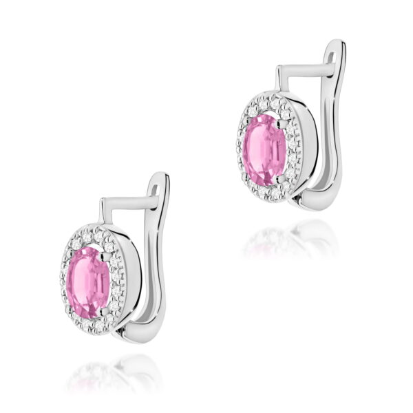 Kolczyki Szafir Różowy 2 x 0,45ct białe złoto