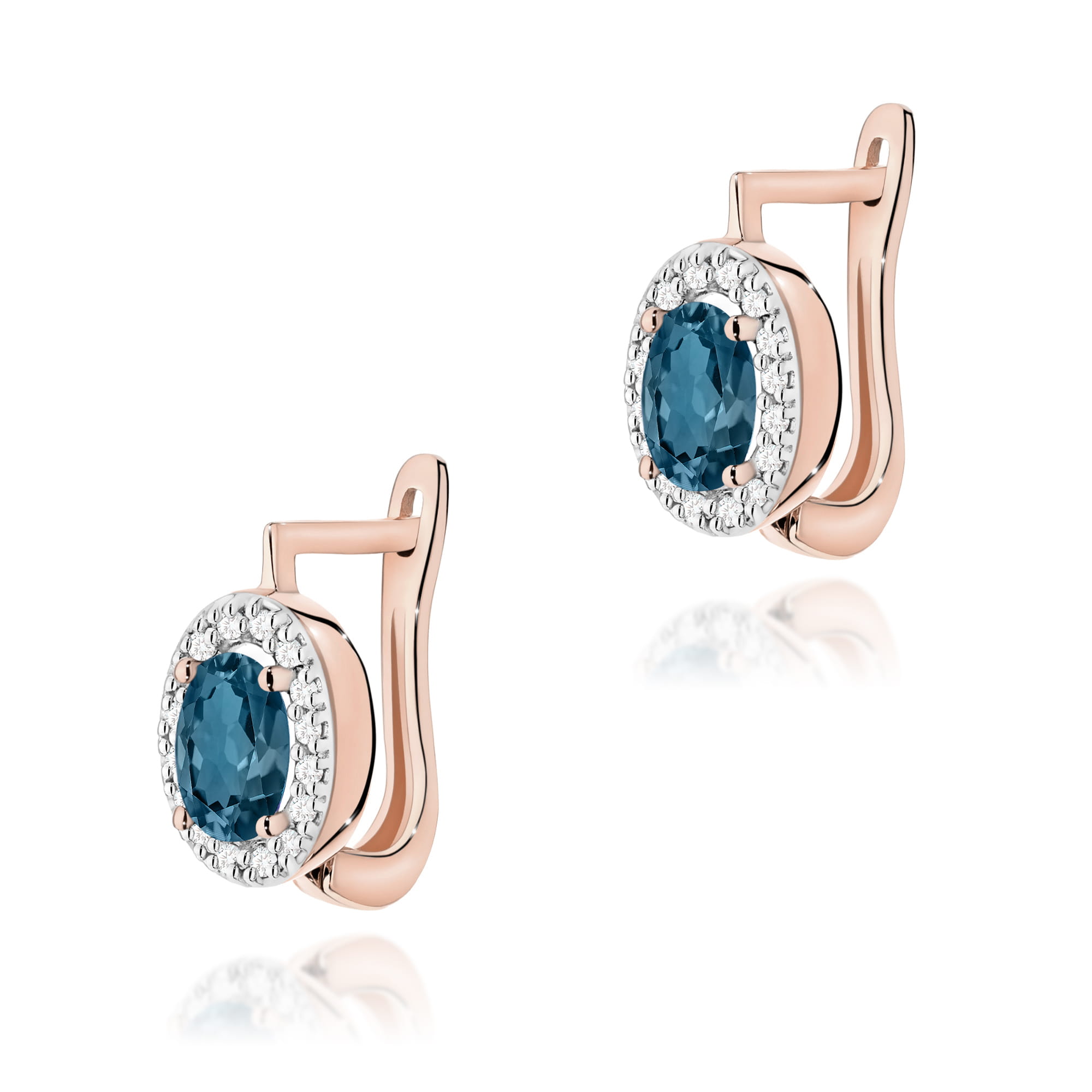 Kolczyki Topaz London Blue 2 x 0,50ct różowe złoto