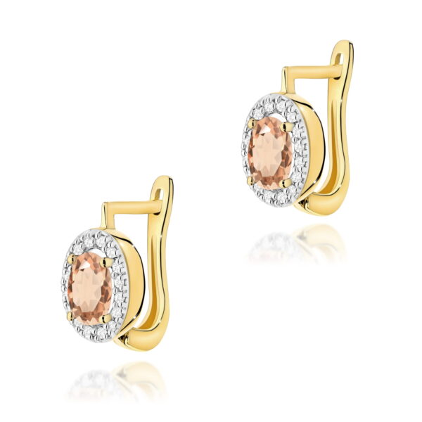 Kolczyki Morganit 2 x 0,40ct żółte złoto