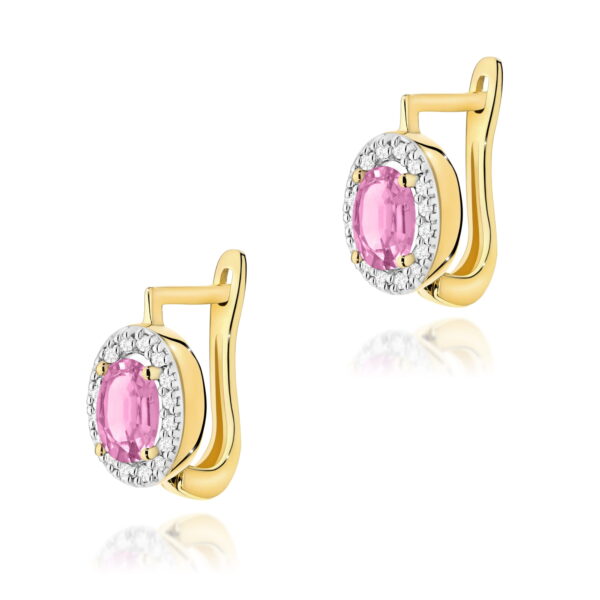 Kolczyki Szafir Różowy 2 x 0,45ct żółte złoto
