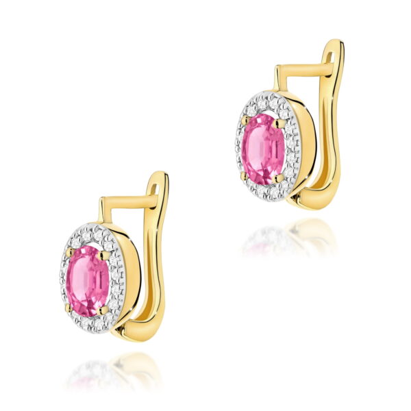 Kolczyki Topaz Różowy 2 x 0,50ct żółte złoto