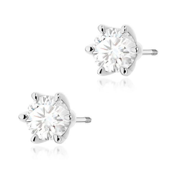 Kolczyki Diament 2 x 1.00ct białe złoto sztyft zakręcany