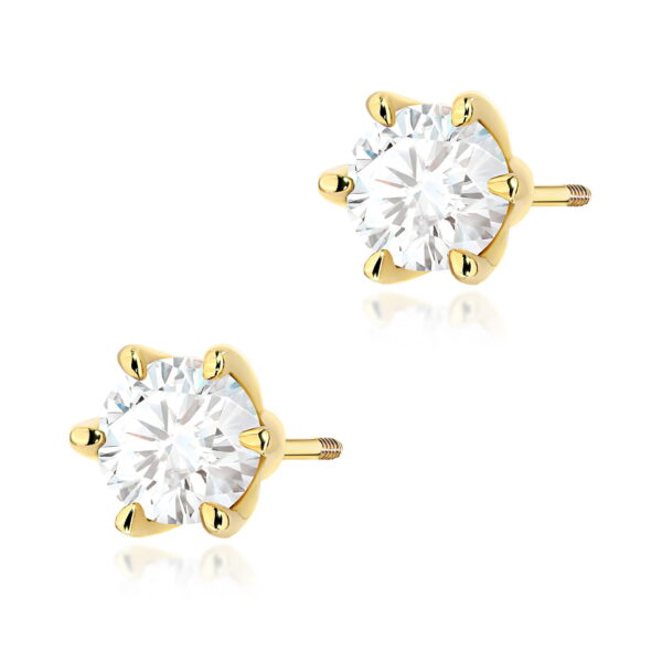 Kolczyki Diament 2 x 1.00ct żółte złoto sztyft zakręcany
