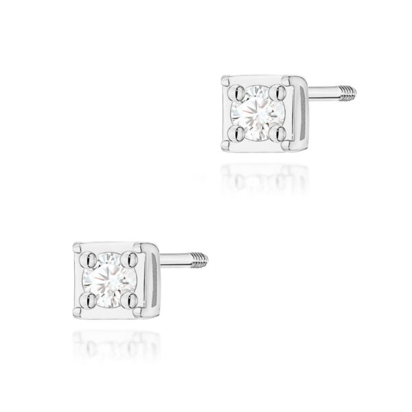 Kolczyki Diament 2 x 0,03ct białe złoto sztyft zakręcany
