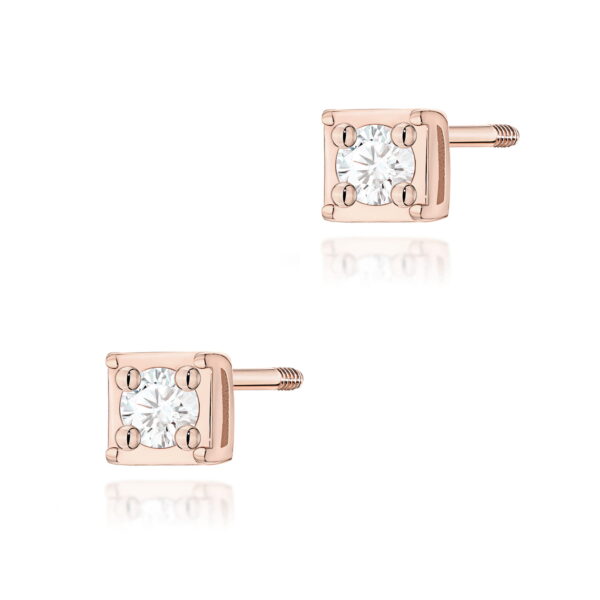 Kolczyki Diament 2 x 0,03ct różowe złoto sztyft zakręcany