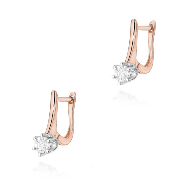 Kolczyki Diament Laboratoryjny 2 x 0,08ct różowe złoto