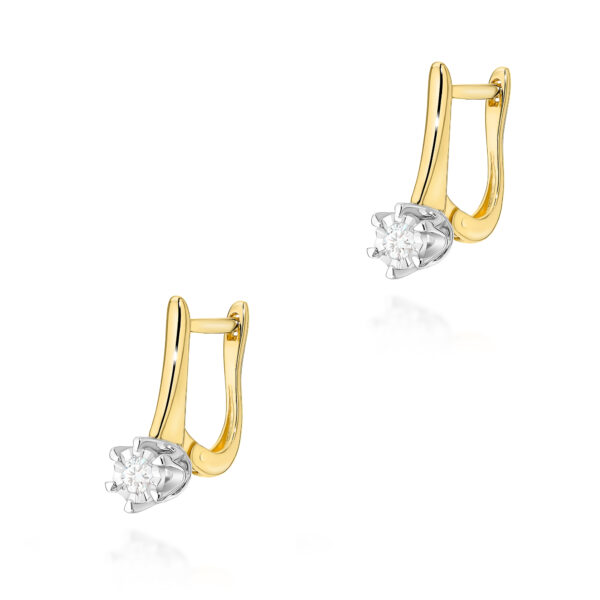 Kolczyki Diament Laboratoryjny 2 x 0,08ct żółte złoto