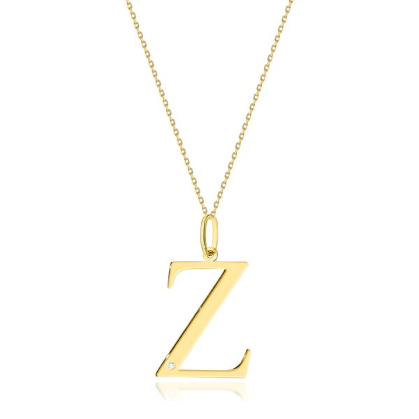 Naszyjnik z diamentami - litera Z - żółte złoto