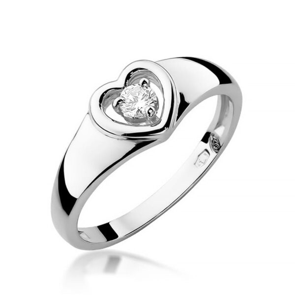 Pierścionek Diament 0,10ct Białe złoto 375