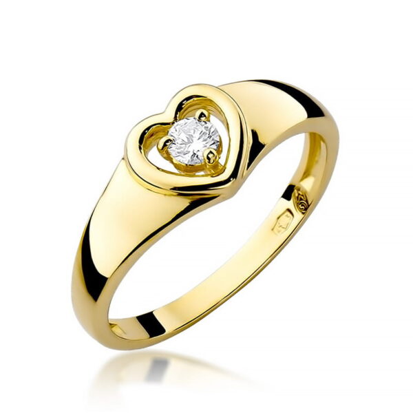 Pierścionek Diament 0,10ct żółte złoto