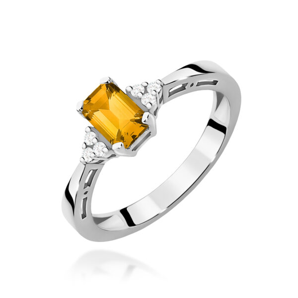 Pierścionek Cytryn 0,60ct białe złoto 375