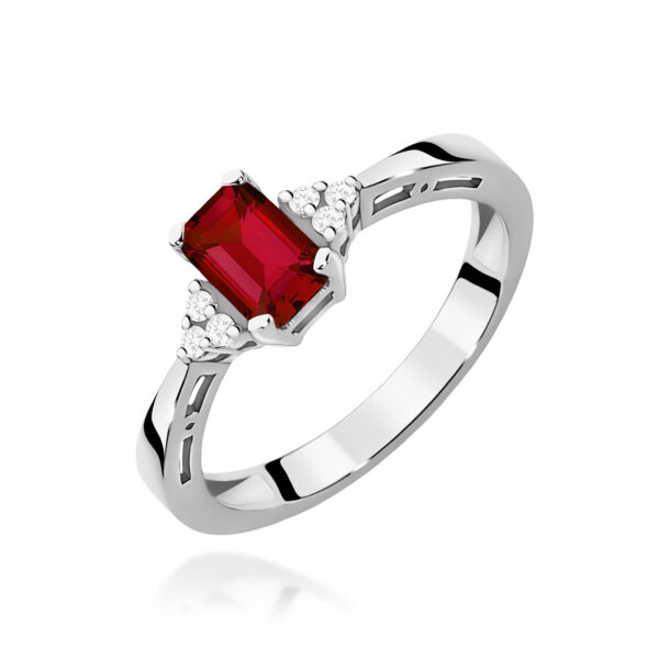 Pierścionek Granat 0,70ct białe złoto 375