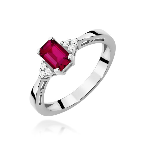 Pierścionek Rubin 0,80ct białe złoto 375