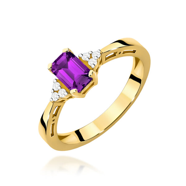 Pierścionek Ametyst 0,50ct żółte złoto
