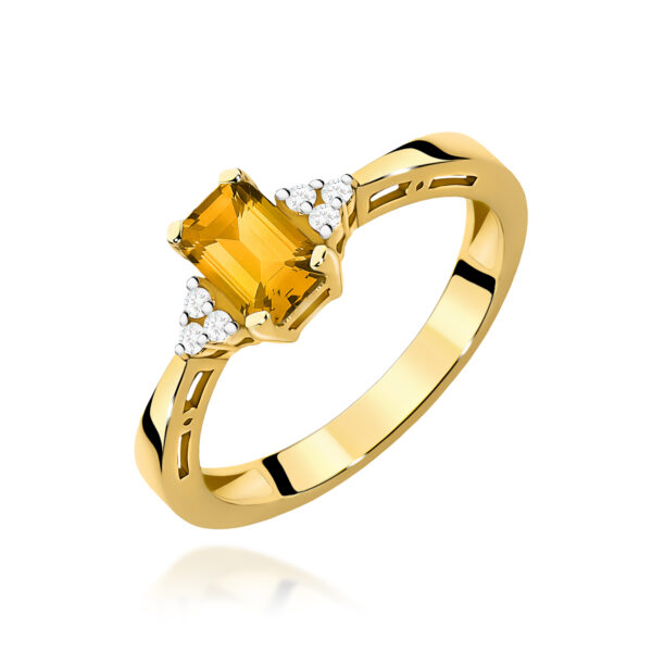 Pierścionek Cytryn 0,60ct żółte złoto 375