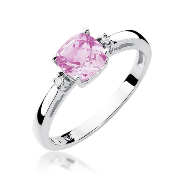 Pierścionek Różowy Topaz 1,10ct białe złoto