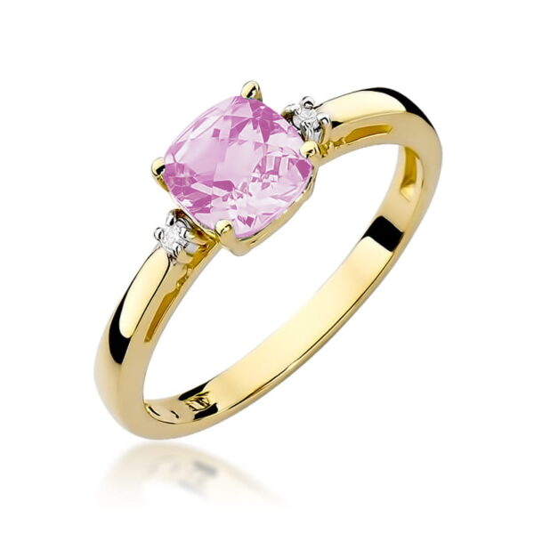 Pierścionek Różowy Topaz 1,10ct żółte złoto 375