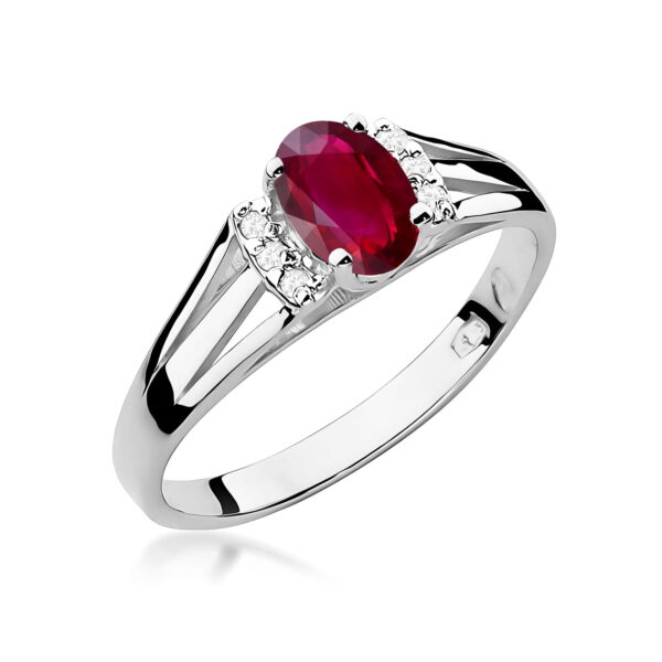 Pierścionek Rubin 0,60ct białe złoto 375