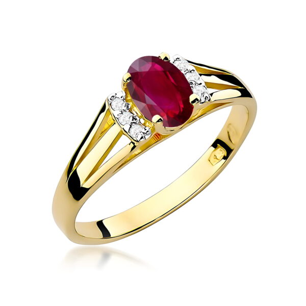 Pierścionek Rubin 0,60ct żółte złoto 375