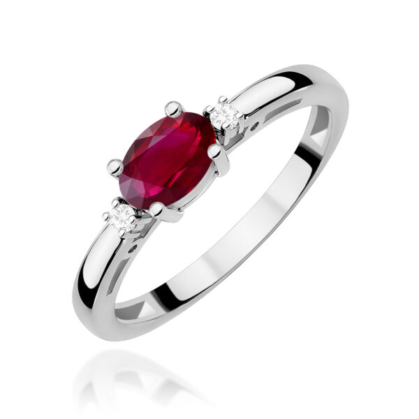 Pierścionek Rubin 0,60ct białe złoto 375
