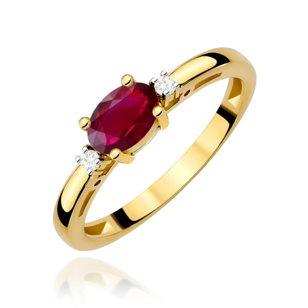 Pierścionek Rubin 0,60ct żółte złoto 375
