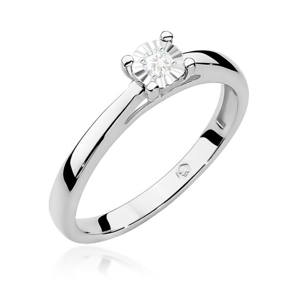 Pierścionek Diament 0,08ct Białe złoto 375