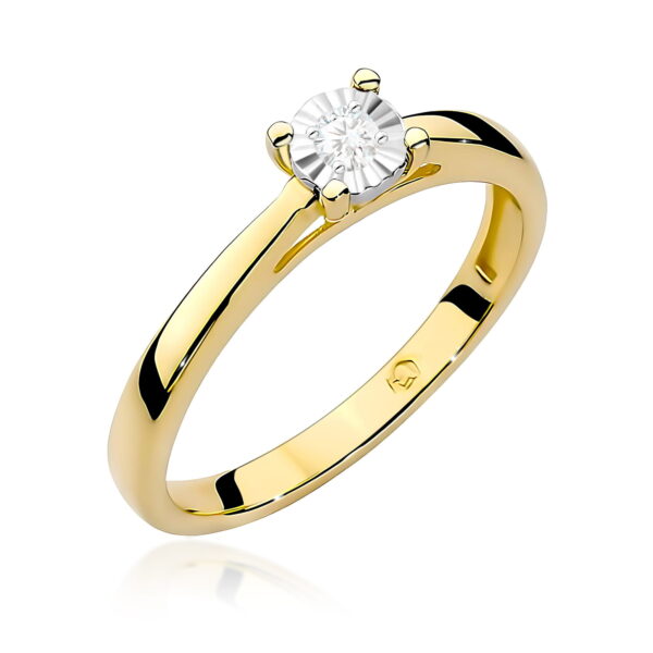Pierścionek Diament 0,08ct żółte złoto