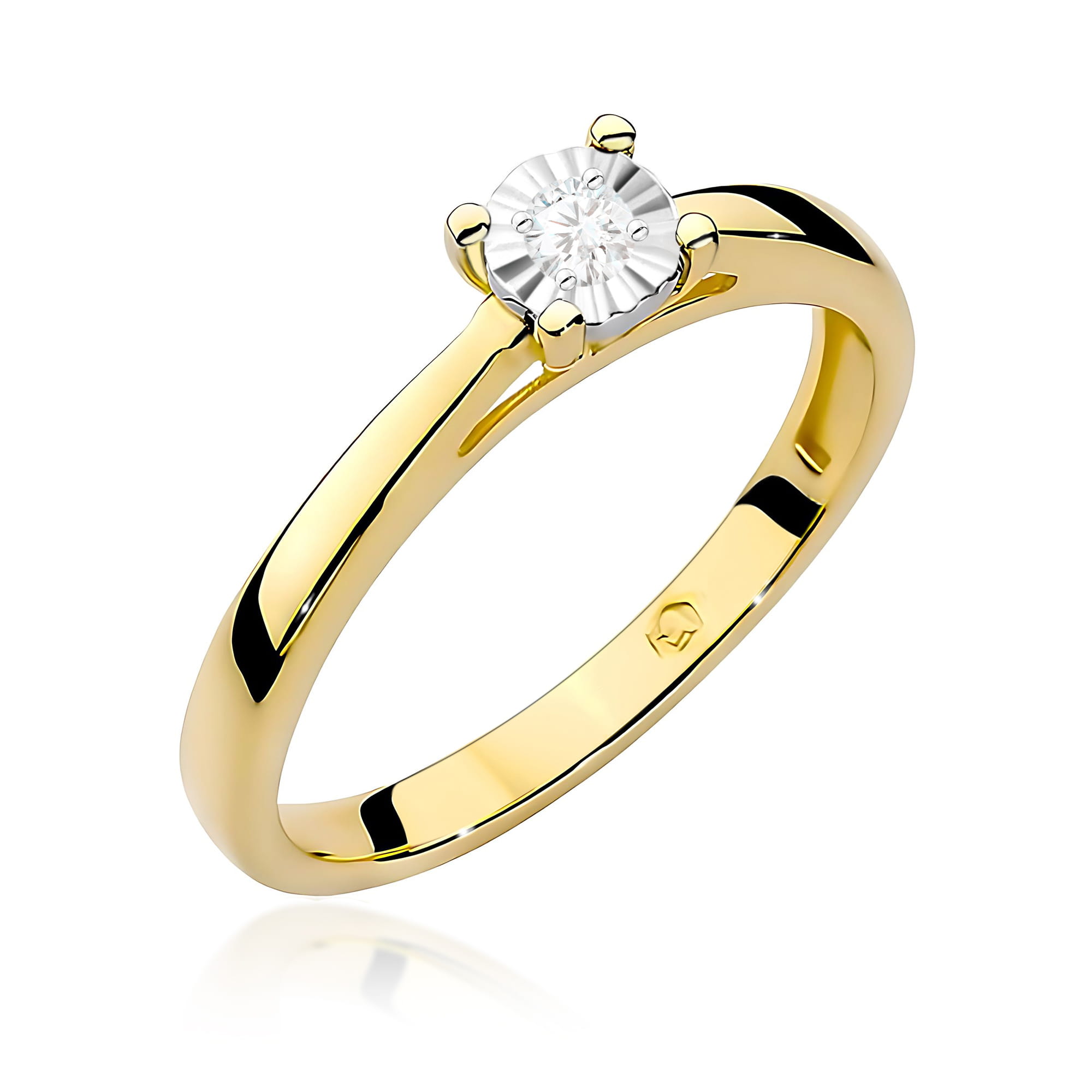 Pierścionek Diament 0,08ct żółte złoto