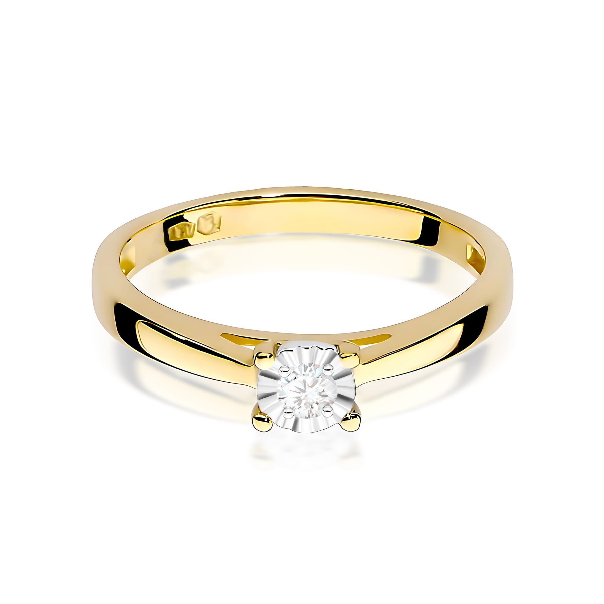 Pierścionek Diament 0,08ct żółte złoto - obrazek 2