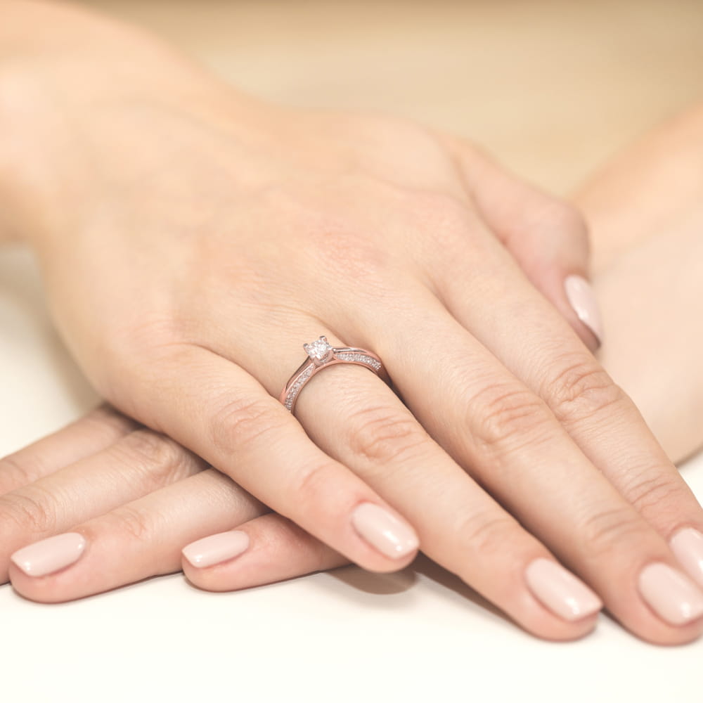 Pierścionek Diament 0,30ct różowe złoto - obrazek 4