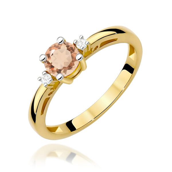 Pierścionek Morganit 0,40ct żółte złoto 375