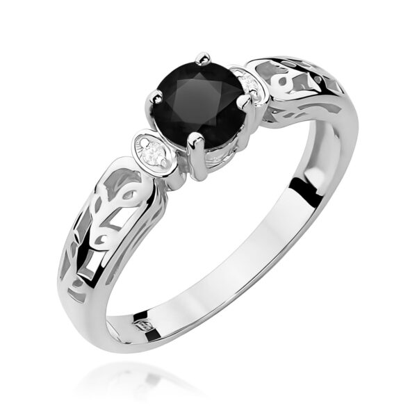 Pierścionek Czarny Diament 0,50ct białe złoto