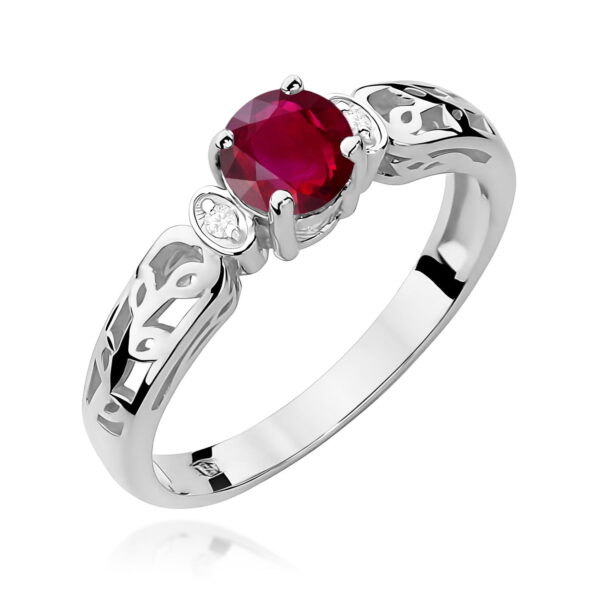 Pierścionek Rubin 0,60ct białe złoto